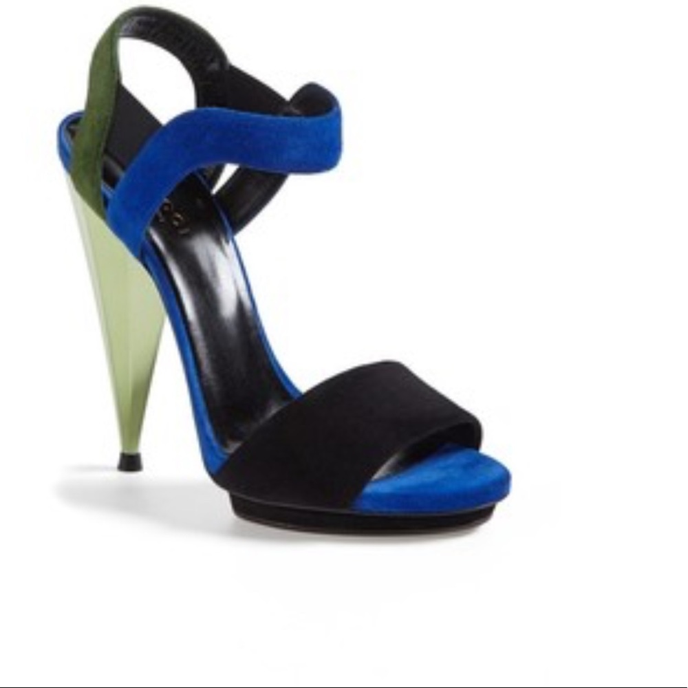 Gucci Suede Colorblock Liberty Platform Sandals